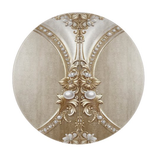 Planche à découper Cadre doré orné de perles (Devant)