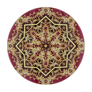 Planche À Découper Cadre élégant : perle et or.