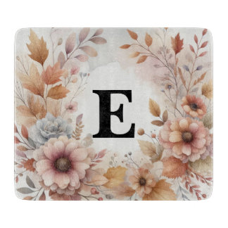 Planche À Découper Cadre floral de feuilles d'automne à l'aquarelle p