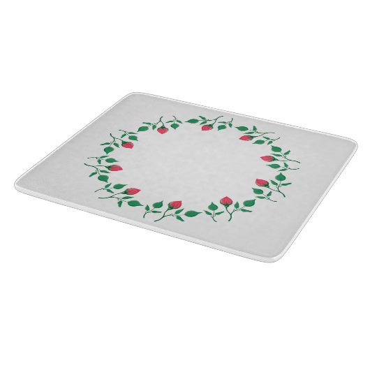 Planche À Découper Cadre rond fleuri avec fleurs roses (Coin)