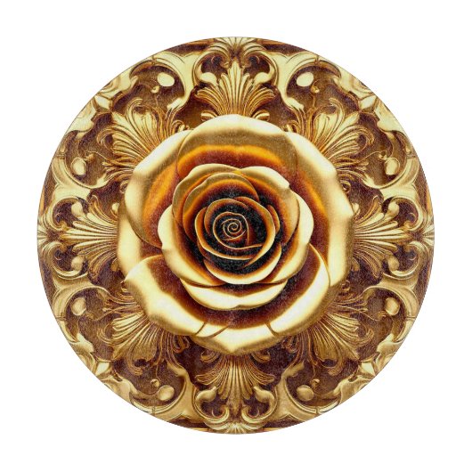 Planche À Découper 🌸 Cadre Rose Dorée Style Cuisine Luxe 🌸 (Devant)
