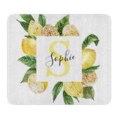 Planche À Découper Cadres et Feuilles de citrons jaunes modernes avec (Devant)