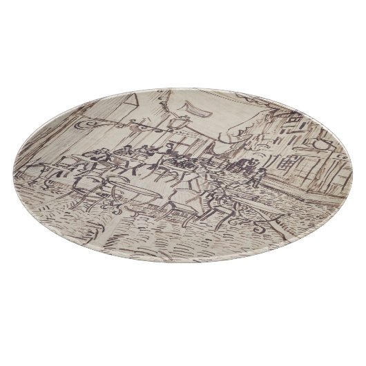 Planche À Découper Café Terrasse en soirée, Dessin d'art, Van Gogh (Coin)