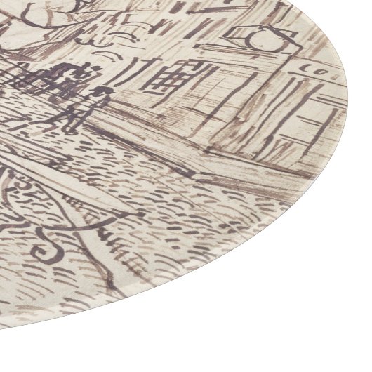 Planche À Découper Café Terrasse en soirée, Dessin d'art, Van Gogh (Coin)