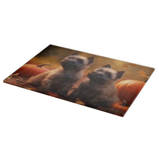 Planche À Découper Cairn Terrier Chiot Automne Citrouille de plaisir (Coin)