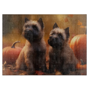 Planche À Découper Cairn Terrier Chiot Automne Citrouille de plaisir