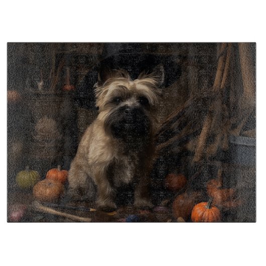 Planche À Découper Cairn Terrier Citrouilles Halloween effroi (Devant)