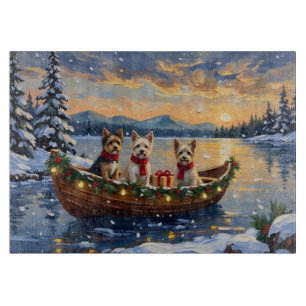 Planche À Découper Cairn Terrier Noël Bateau Fêtes