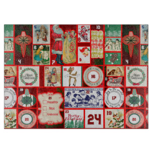 Planche À Découper Calendrier de l'Avent en blocs de Noël vintage en