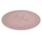 Planche À Découper Calligraphie Élégant Rose Or Plaine Nom simple (Coin)