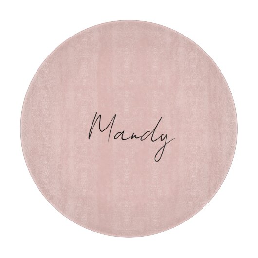 Planche À Découper Calligraphie Élégant Rose Or Plaine Nom simple (Devant)