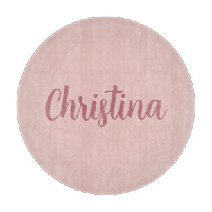 Planche À Découper Calligraphie Élégant Rose Or Plaine Nom simple