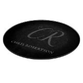 Planche À Découper Calligraphie Monogramme Nom Black Grey Cadeau pers (Coin)
