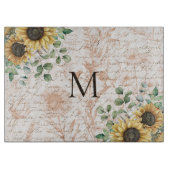 Planche À Découper Calligraphie Tournesol Rustique Vintage Monogrammé (Devant)