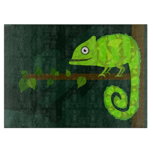 Planche À Découper Caméléon mignon vert (Devant)