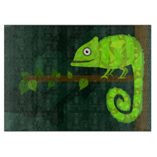 Planche À Découper Caméléon vert mignon