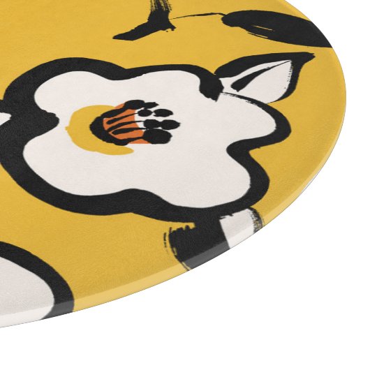 Planche À Découper Camélia jaune, floral démodé douteux. (Coin)