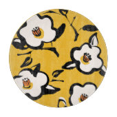 Planche À Découper Camélia jaune, floral démodé douteux. (Devant)
