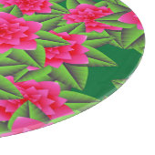 Planche À Découper Camellias roses de Fuschia et Feuilles verts (Coin)