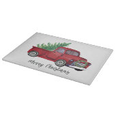 Planche À Découper Camion de rouge d'aquarelle de Noël de ferme (Coin)