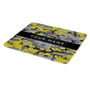 Planche À Découper Camouflage jaune et gris Votre nom Personnalisez