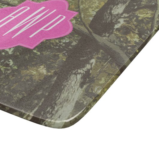 Planche À Découper Camouflage + Monogramme rose (Coin)