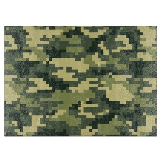 Planche À Découper Camouflage numérique en bois à 8 bits / Camo (Devant)