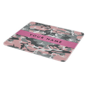 Planche À Découper Camouflage rose et gris Votre nom Personnalisez