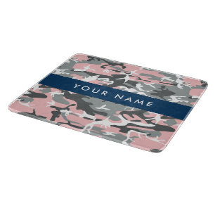 Planche À Découper Camouflage rose et gris Votre nom Personnalisez