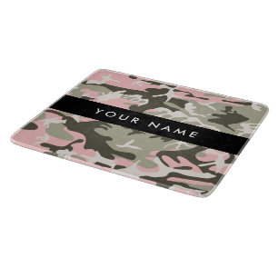 Planche À Découper Camouflage Rose et Vert Personnalisez votre nom