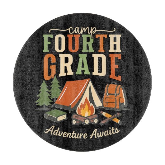Planche À Découper Camp Aventure de quatrième année attend 4e année (Devant)
