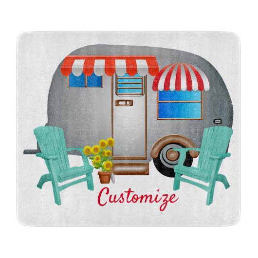 Planche À Découper Camper Caravane Teardrop Thunder_Cove (Devant)