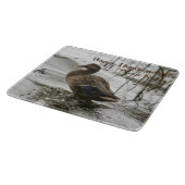 Planche À Découper Canard gris sur la nuit du lac (Coin)