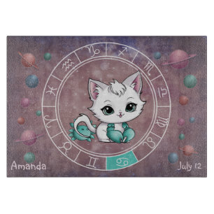 Planche À Découper Cancer astrologique Cute cat Zodiac Wheel