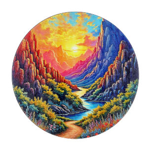 Planche À Découper Canyon de la rivière au coucher du soleil Art