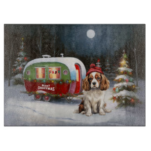 Planche À Découper Caravane de Noël Cavalier King Charles Spaniel