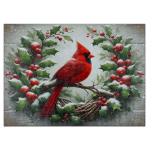 Cardinal Nest Holiday Cutting Board