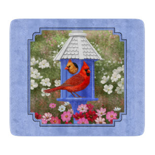 Planche À Découper Cardinaux et Rond Birdhouse Blue