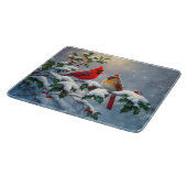 Planche À Découper Cardinaux rouges et Holly en neige (Coin)
