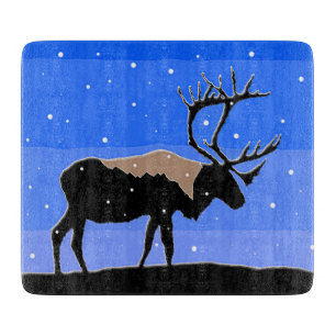 Planche À Découper Caribou en hiver - Art original de la faune