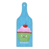 Planche À Découper Caricature de cupcake joyeux (Devant)