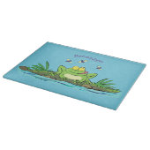 Planche À Découper Caricature de grenouille vert mignon (Coin)