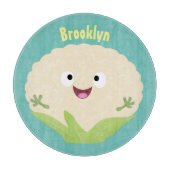 Planche À Découper Caricature de légume de chou-fleur joyeux (Devant)