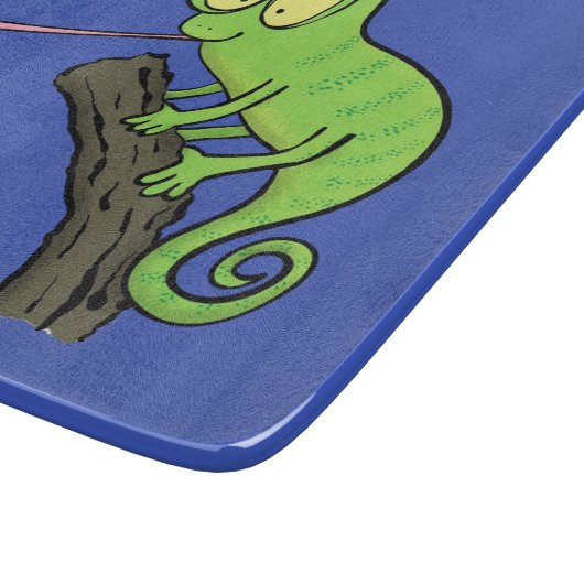 Planche À Découper Caricature de lézard de caméléon vert joyeux (Coin)