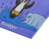 Planche À Découper Caricature de manchot joyeux sautant (Coin)