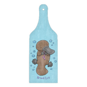 Planche À Découper Caricature de platypus bébé très heureuse