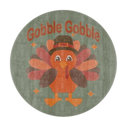 Planche À Découper Caricature de Turquie Thanksgiving - "Gobble Gobbl (Devant)