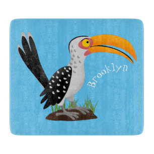 Planche À Découper Caricature d'oiseau de safari de barbecue jaune am
