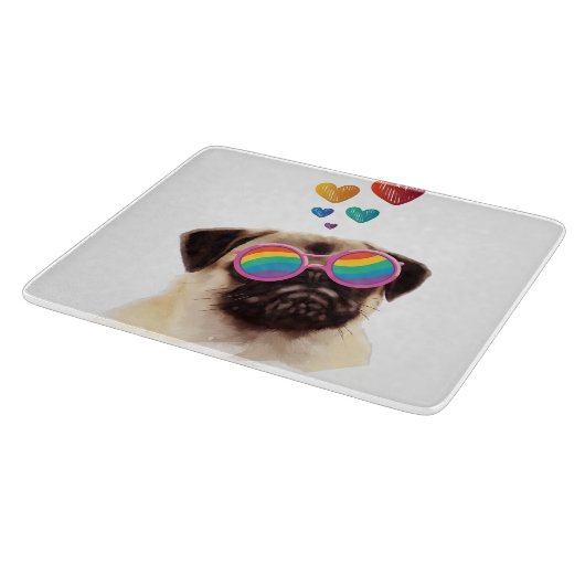 Planche À Découper Carlin Chien avec Coeurs Saint-Valentin (Coin)