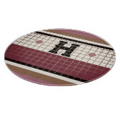 Planche À Découper Carrelage Bistro vintage Cranberry et Monogramme O (Coin)